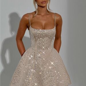 Elegant Beige Mini Dress